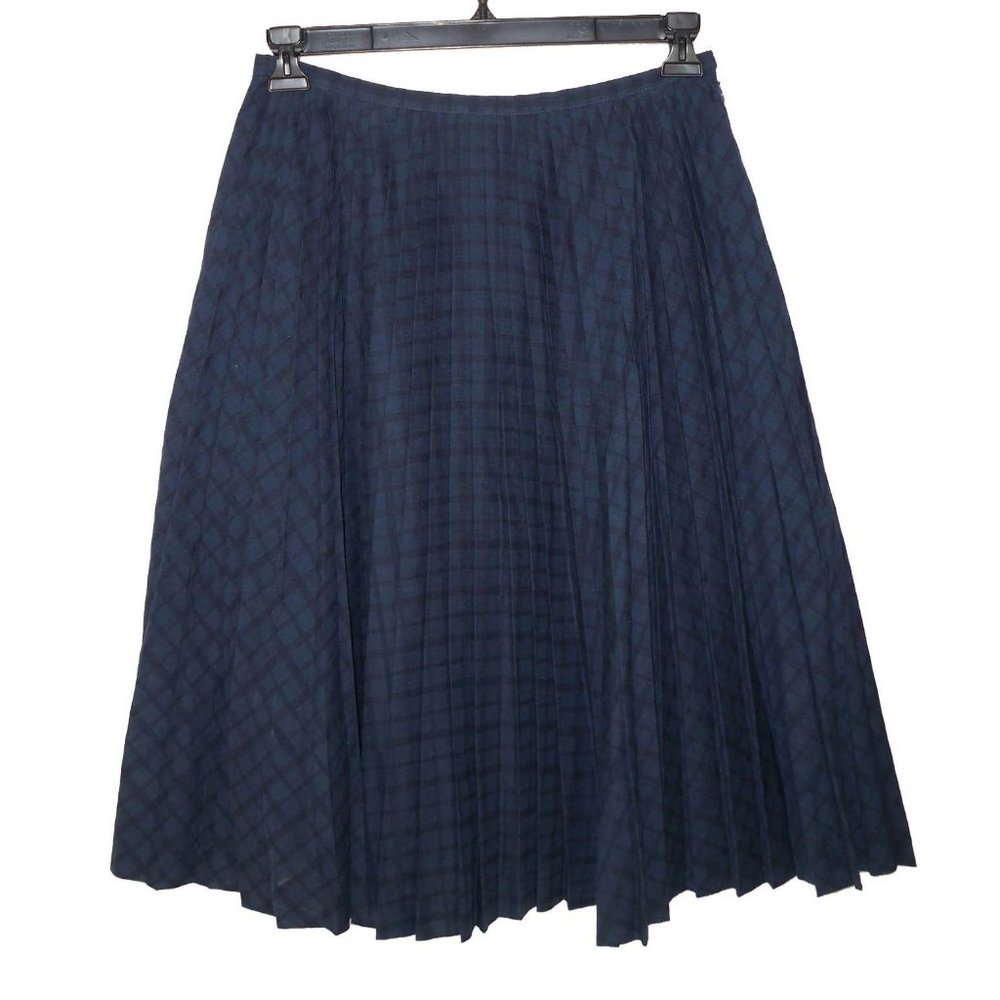 Sundance 6 Pleated Plaid Midi Skirt A-line